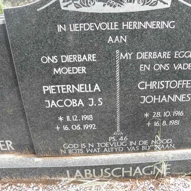 LABUSCHAGNE Christoffel Johannes 1916-1981 &amp; Pieternella Jacoba J.S. 1918-1992