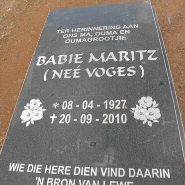 MARITZ Babie nee VOGES 1927-2010