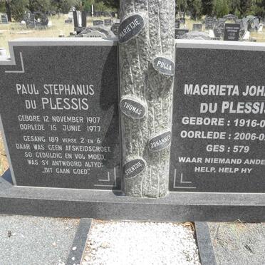 PLESSIS Paul Stephanus, du 1907-1977 &amp; Magrieta Johanna 1916-2006