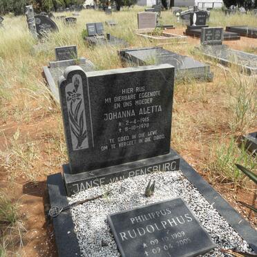 RENSBURG Philippus Rudolphus, Janse van 1909-2005 &amp; Johanna Aletta 1915-1976