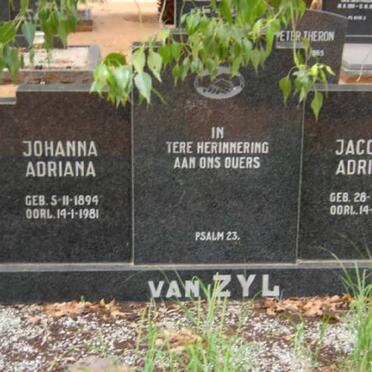 ZYL Jacobus Adriaan, van 1886-1969 &amp; Johanna Adriana 1894-1981