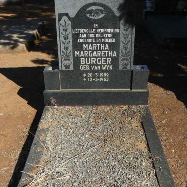 BURGER Martha Margaretha nee VAN WYK 1909-1965
