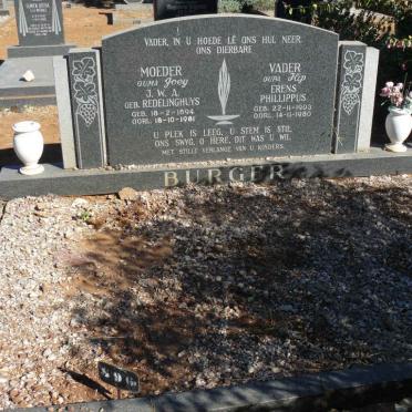 BURGER Erens Philippus 1903-1980 &amp; J.W.A. REDELINGHUYS 1894-1981