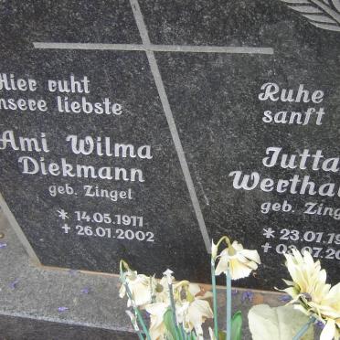 DIEKMANN Ami Wilma nee ZINGEL 1911-2002 :: WERTHAUER Jutta nee ZINGEL 1915-2003