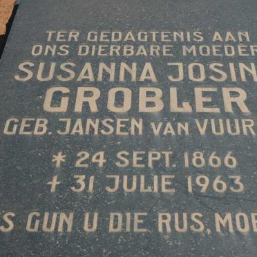 GROBLER Susanna Josina nee JANSEN VAN VUUREN 1866-1963
