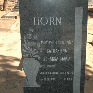 HORN Cathariena Johanna Maria voorheen PRINSLOO voorheen KOEN nee SWARTS 1894-1969