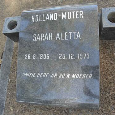 HOLLAND-MUTER Sarah Aletta 1905-1973