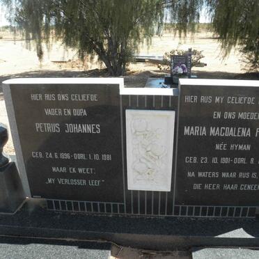 FOURIE Petrus Johannes 1896-1981 &amp; Maria Magdalena HYMAN 1901-1976