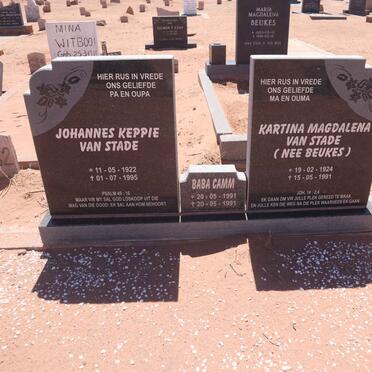 STADE Johannes Keppie, van 1922-1995 & Kartina Magdalena BEUKES :: VAN STADE Camm 1991-1991