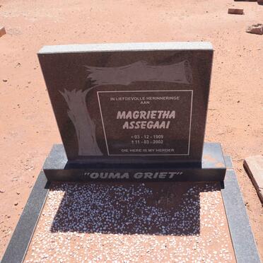 ASSEGAAI Magrietha 1909-2002