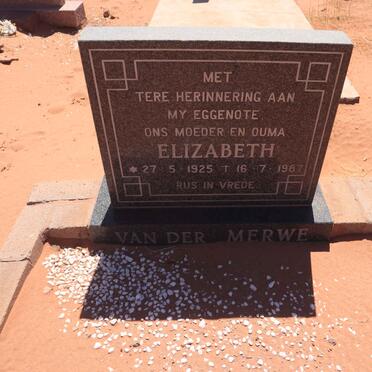 MERWE Elizabeth, van der 1925-1987