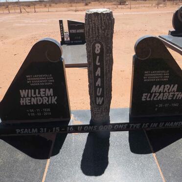 BLAAUW Willem Hendrik 1036-2014 & Maria Elizabeth 1942-