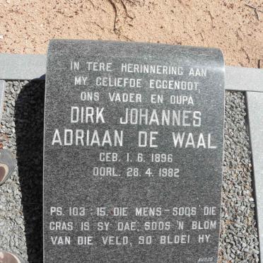 WAAL Dirk Johannes Adriaan, DE 1896-1982