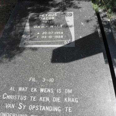 WALT Petrus Jacob, van der 1954-1988