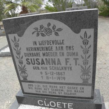CLOETE Susanna F.T. nee VAN SCHALKWYK 1887-1979