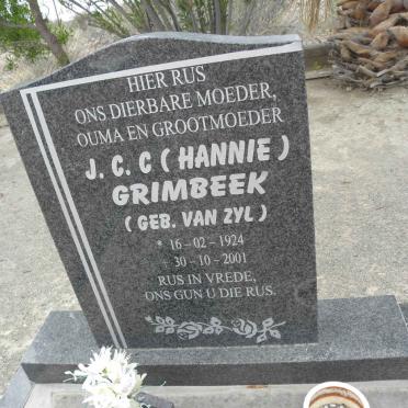 GRIMBEEK J.C.C. nee VAN ZYL 1924-2001
