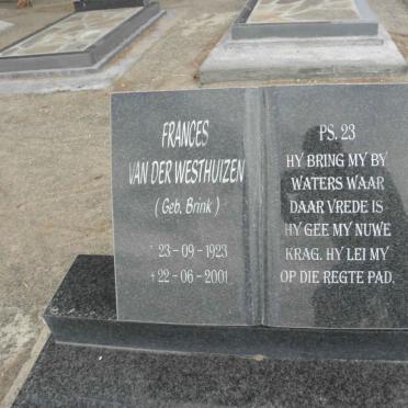WESTHUIZEN Frances, van der nee BRINK 1923-2001