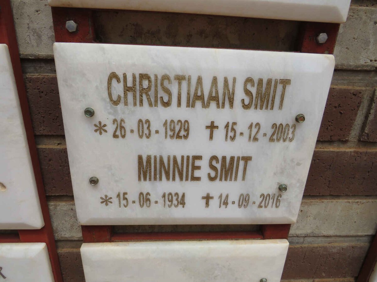 SMIT Christiaan 1929-2003 & Minnie 1934-2016