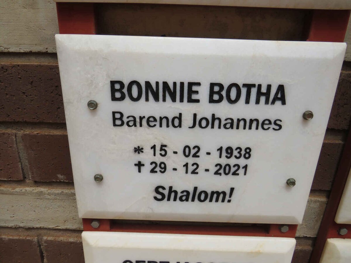 BOTHA Barend Johannes 1938-2021