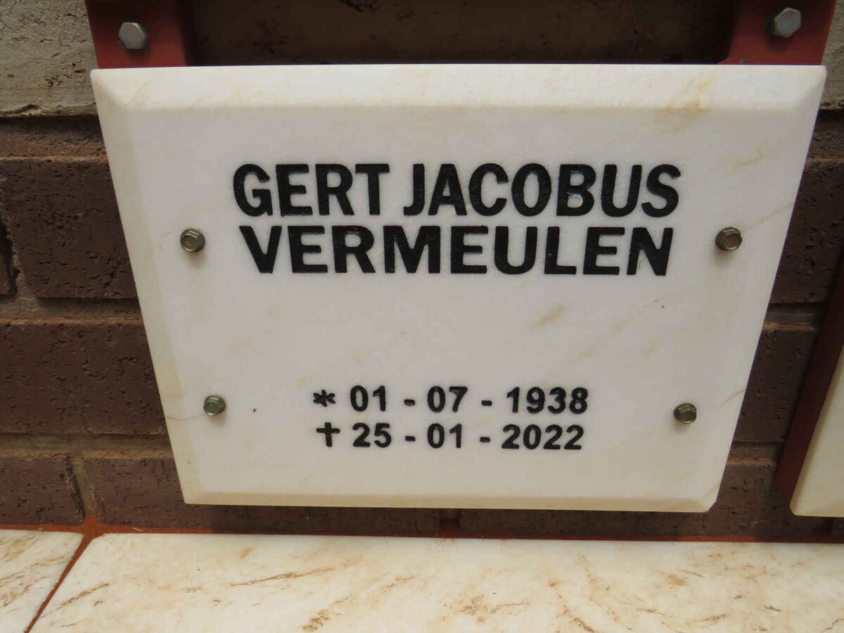 VERMEULEN Gert Jacobus 1938-2022