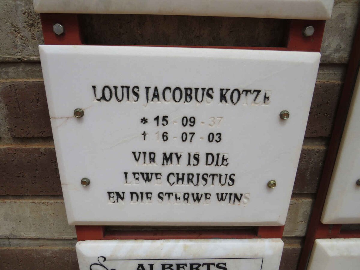 KOTZE Louis Jacobus 1937-2003