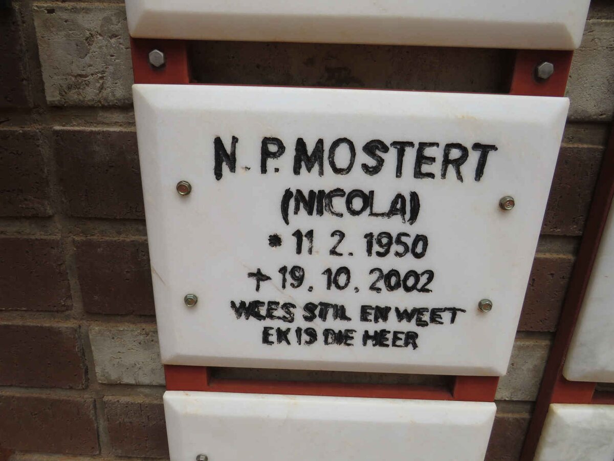 MOSTERT N.P. 1950-2002
