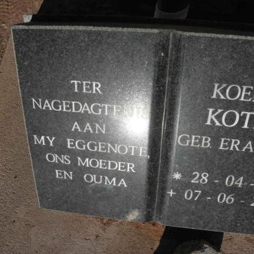 KOTZE Koekie nee ERASMUS 1941-2000