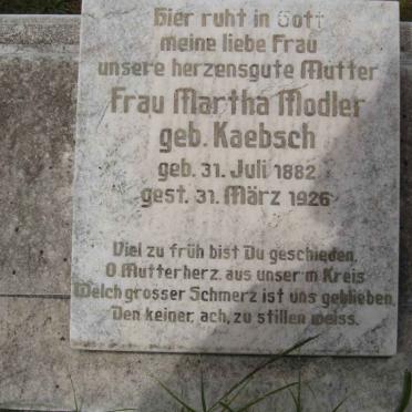 MODLER Martha nee KAEBSCH 1882-1926