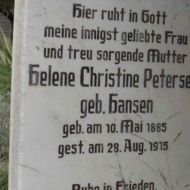PETERSEN Helene Christine nee HANSEN 1885-1915