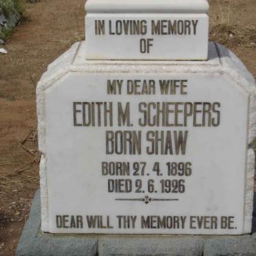 SCHEEPERS Edith M. nee SHAW 1896-1926