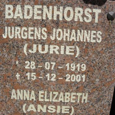 BADENHORST Jurgens Johannes 1919-2001 &amp; Anna Elizabeth 1917-2004 