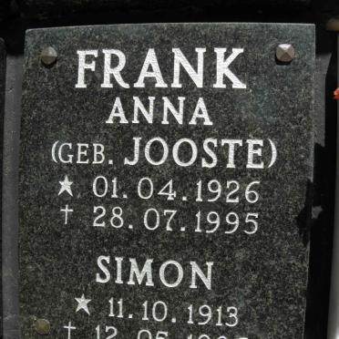 FRANK Simon 1913-1996 &amp; Anna JOOSTE 1926-1995