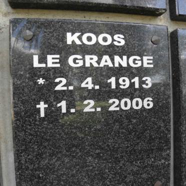 GRANGE Koos, le 1913-2006