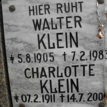 KLEIN Walter 1905-1983 &amp; Charlotte 1911-2006