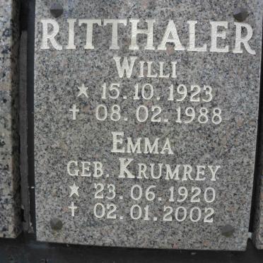 RITTHALER Willie 1923-1988 &amp; Emma KRUMREY 1920-2002