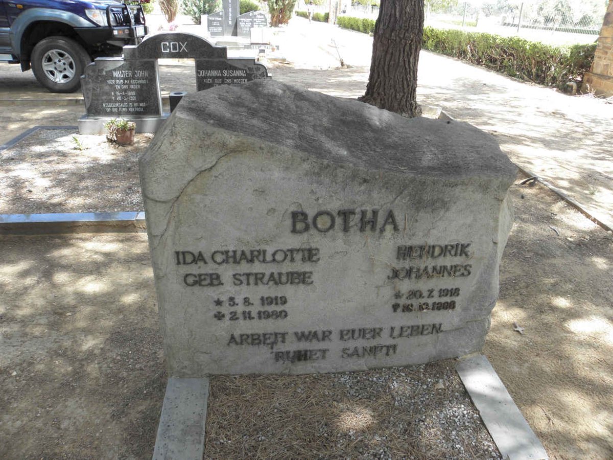 BOTHA Hendrik Johannes 1918-1998 & Ida Charlotte STRAUBE 1919-1980
