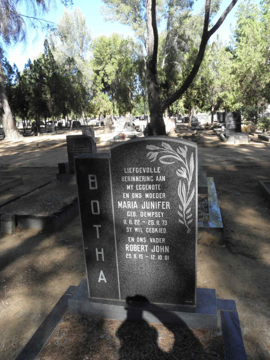BOTHA Robert John 1915-1981 & Maria Junifer DEMPSEY 1922-1973