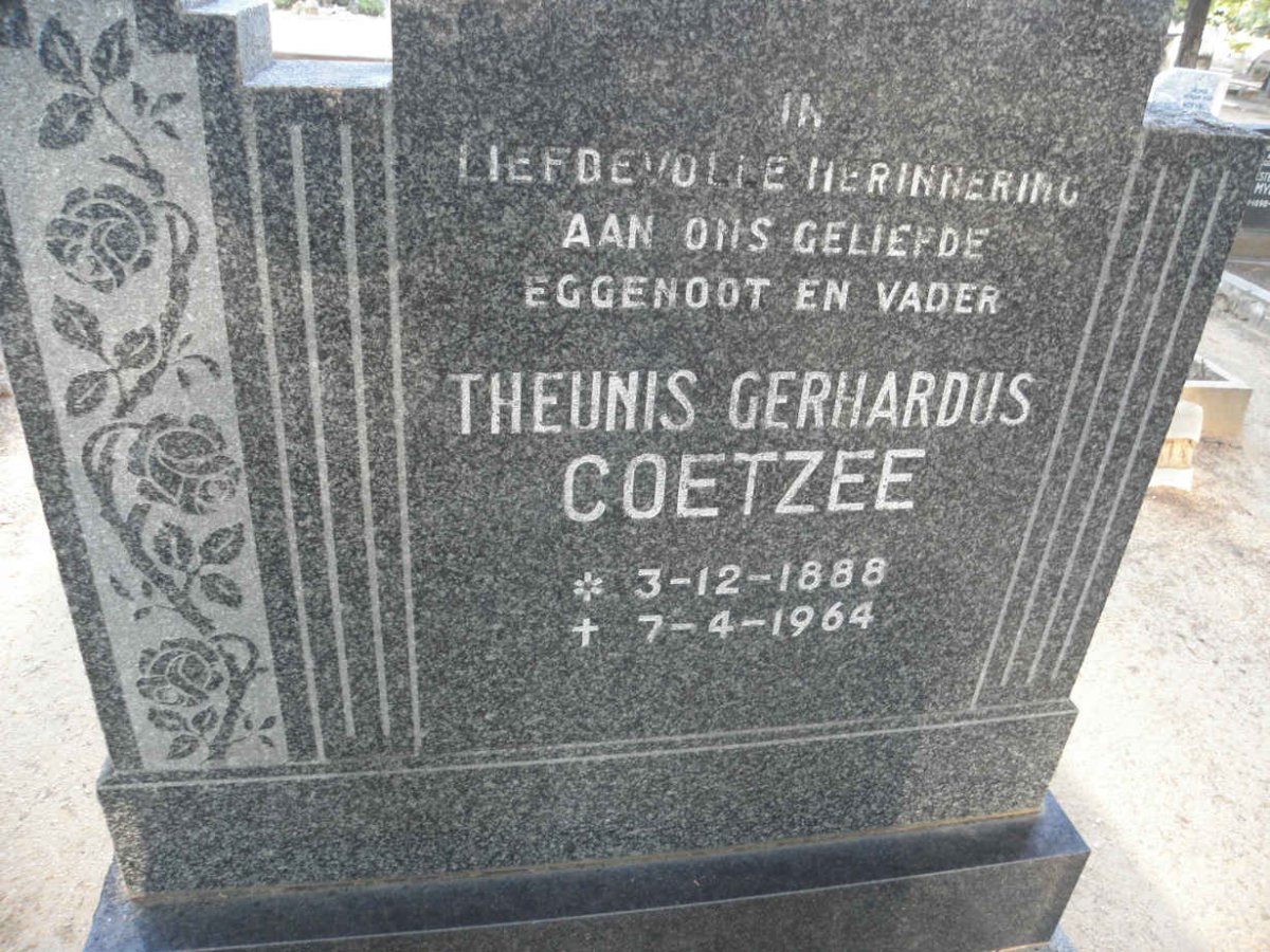 COETZEE Theunis Gerhardus 1888-1964