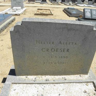 CROESER Hester Aletta 1890-1981