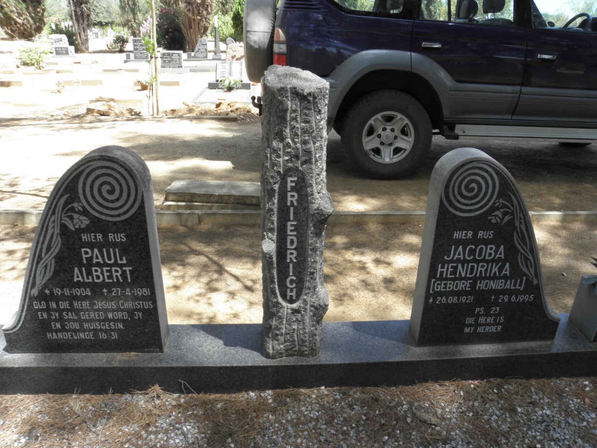 FRIEDRICH Paul Albert 1904-1981 & Jacoba Hendrika HONIBALL 1921-1995