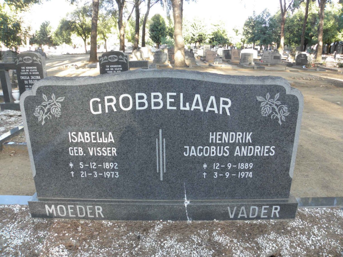 GROBBELAAR Hendrik Jacobus Andries 1889-1974 & Isabella VISSER 1892-1973
