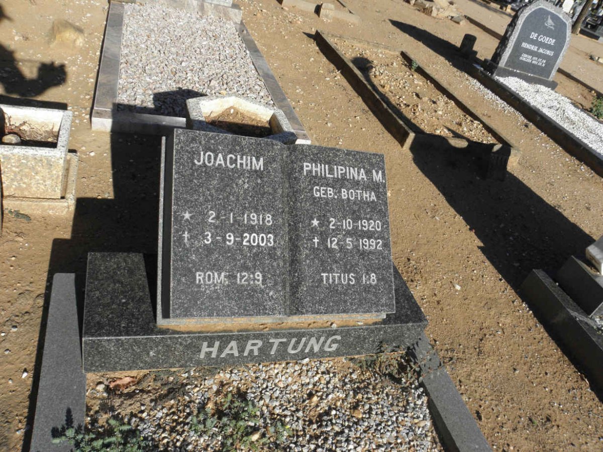 HARTUNG Joachim 1918-2003 & Philipina M. BOTHA 1920-1992