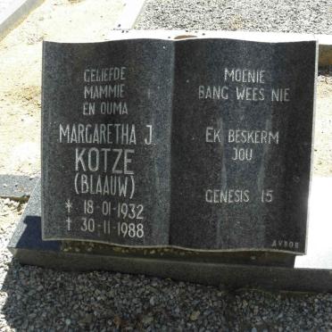 KOTZE Margaretha J. nee BLAAUW 1932-1988