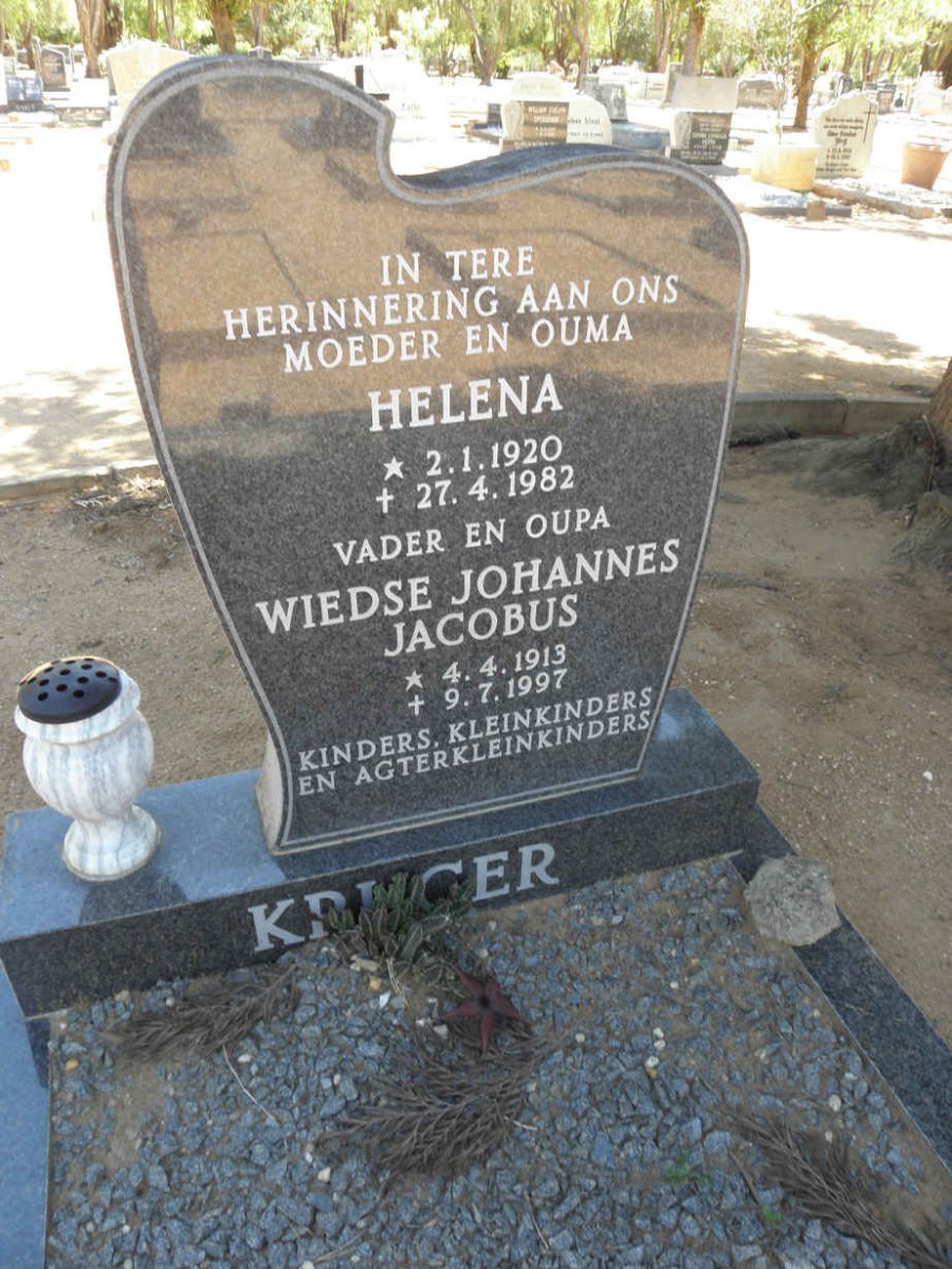 KRUGER Wiedse Johannes Jacobus 1913-1997 & Helena 1920-1982