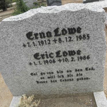 LOWE Eric 1906-1986 &amp; Erna 1912-1985