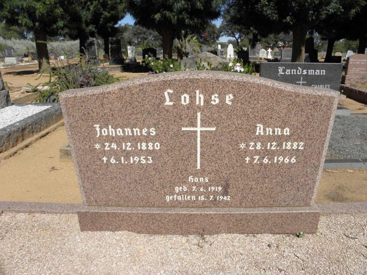 LOHSE Johannes 1880-1955 & Anna 1882-1966 :: LOHSE Hans 1919-1942