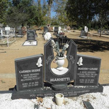 MANNETTI Carmen Diedré 1982-1999 : : MANNETTI Marion-Louise 1986-1999