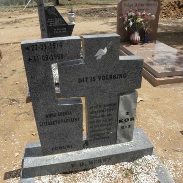 MERWE Anna Sophia Elizabeth Faculine, v.d. 1914-1998
