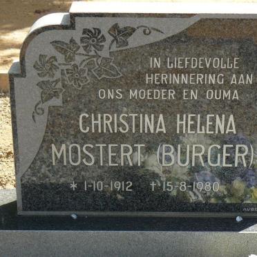 MOSTERT Christina Helena nee BURGER 1912-1980