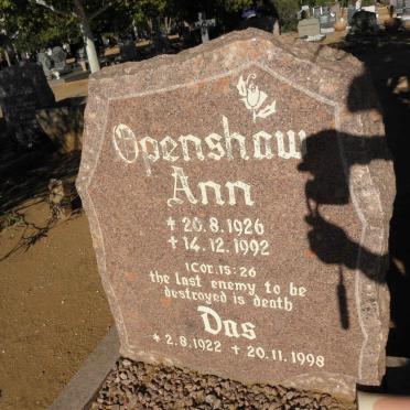 OPENSHAW Das 1922-1998 &amp; Ann 1926-1992
